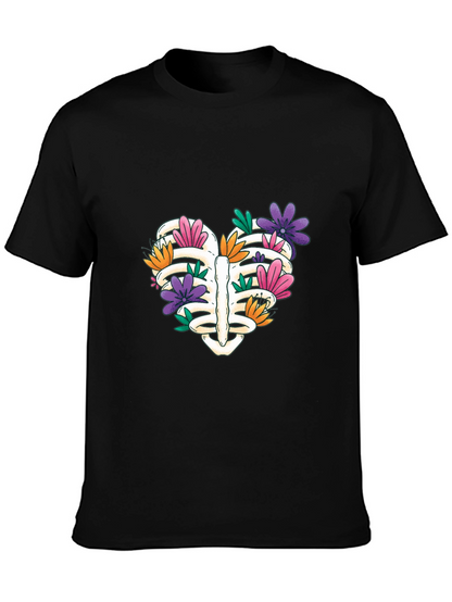 Floral Rib Cage Heart T-Shirt - Unisex
