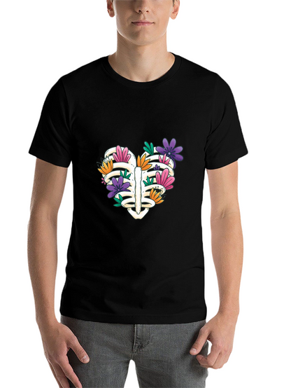 Floral Rib Cage Heart T-Shirt - Unisex