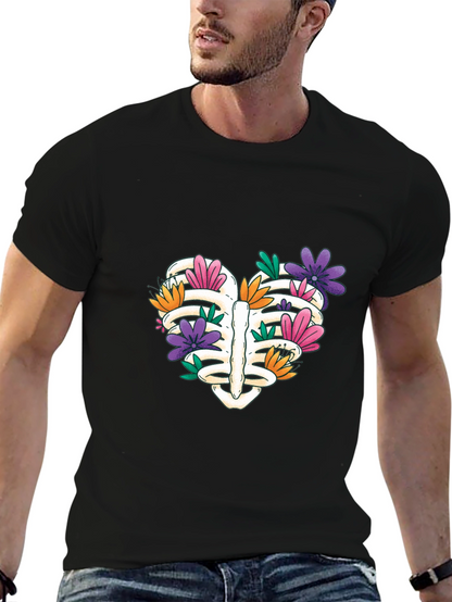 Floral Rib Cage Heart T-Shirt - Unisex