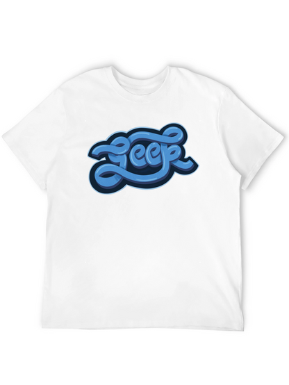 Stylish Graphic Tee - Blue Word Design