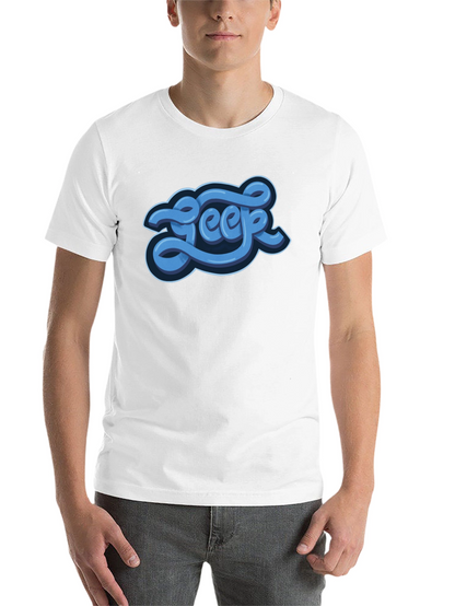 Stylish Graphic Tee - Blue Word Design