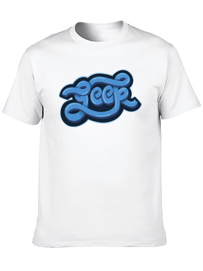 Stylish Graphic Tee - Blue Word Design