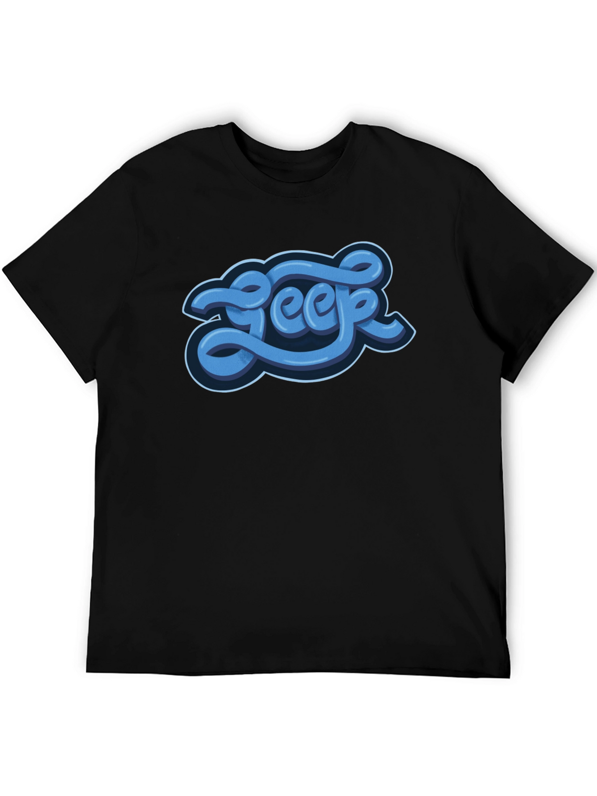 Stylish Graphic Tee - Blue Word Design