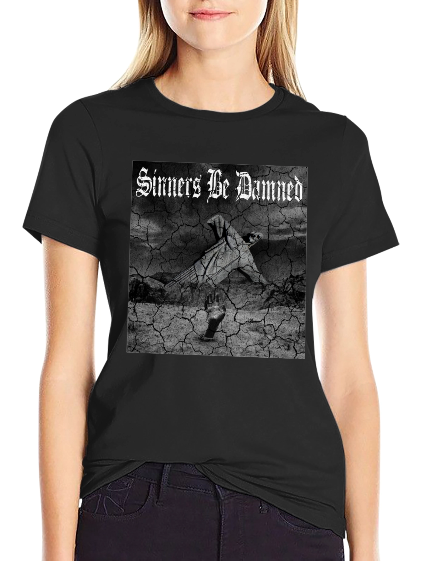 Sinners Be Damned Graphic Black Tee