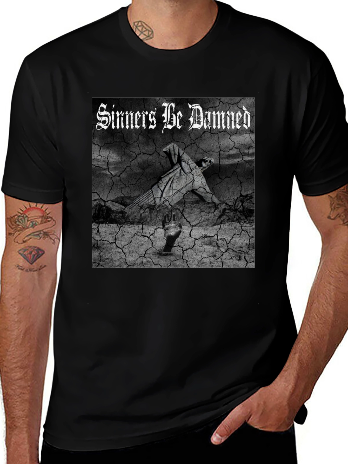 Sinners Be Damned Graphic Black Tee