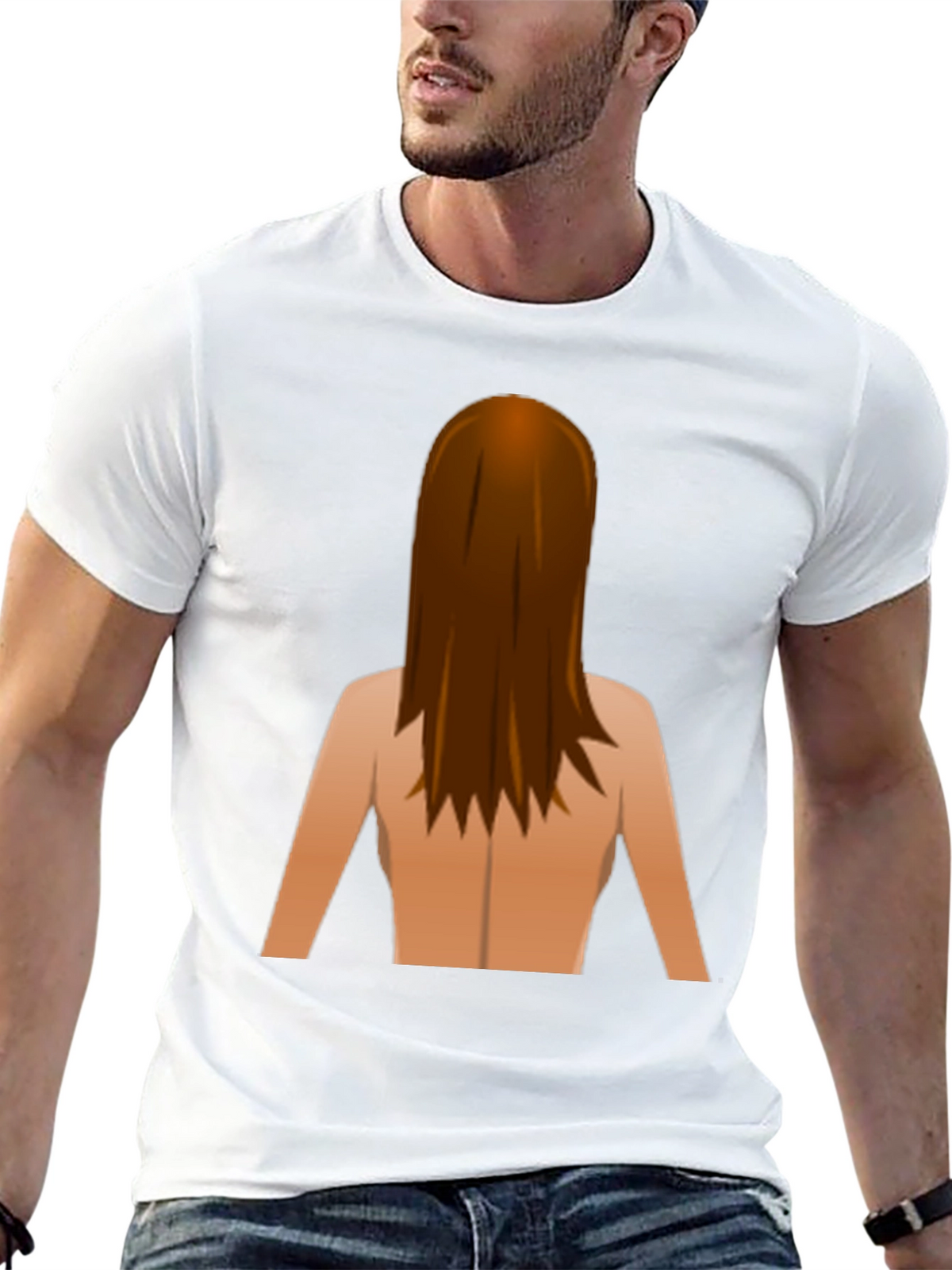Funny Backless Woman Emoji Graphic Tee