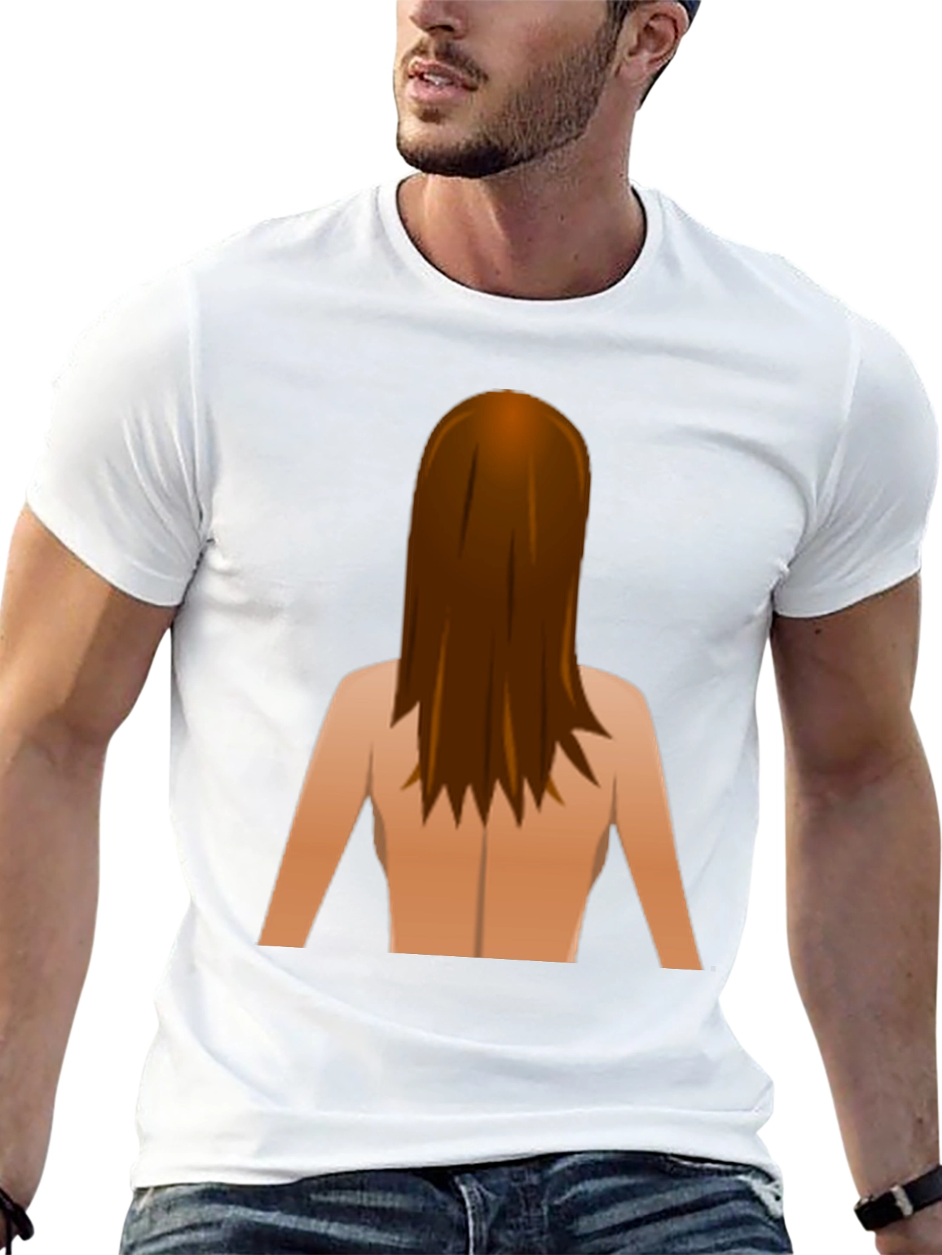 Funny Backless Woman Emoji Graphic Tee