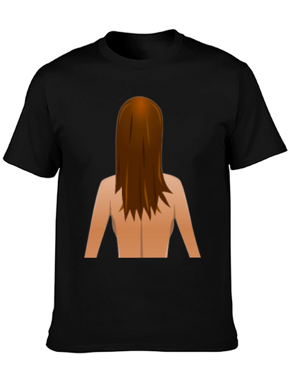 Funny Backless Woman Emoji Graphic Tee