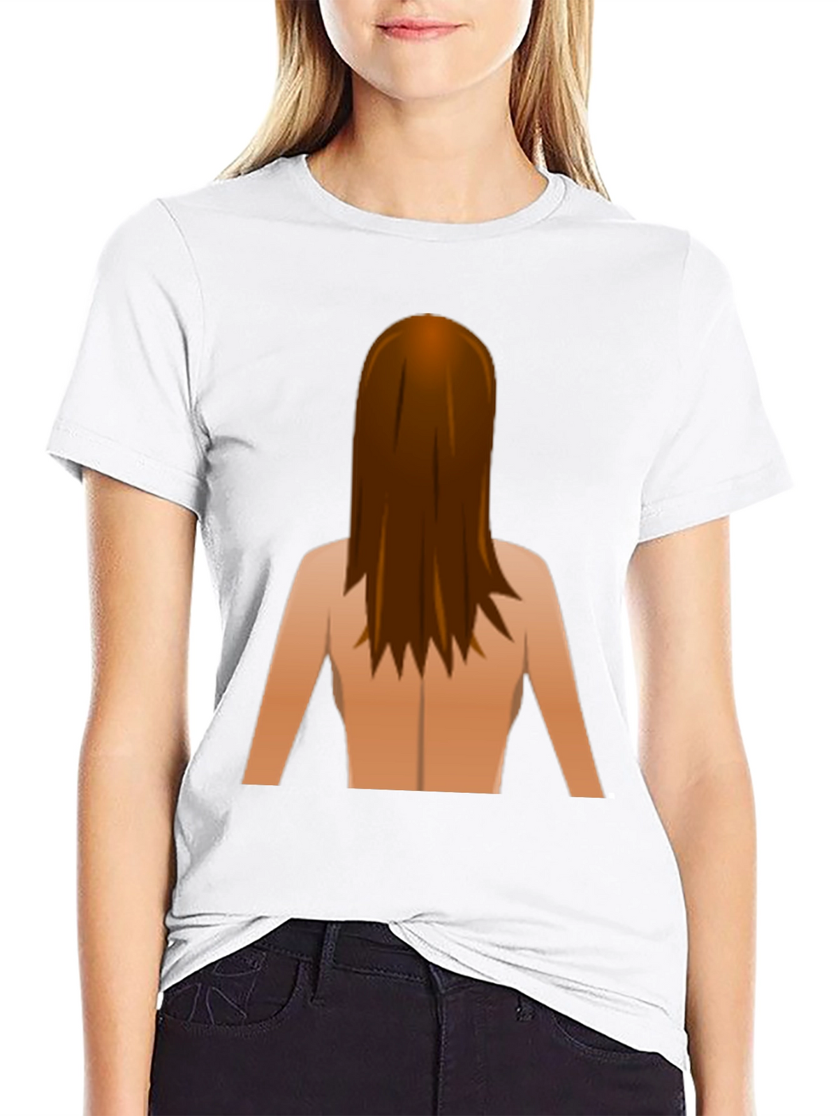 Funny Backless Woman Emoji Graphic Tee