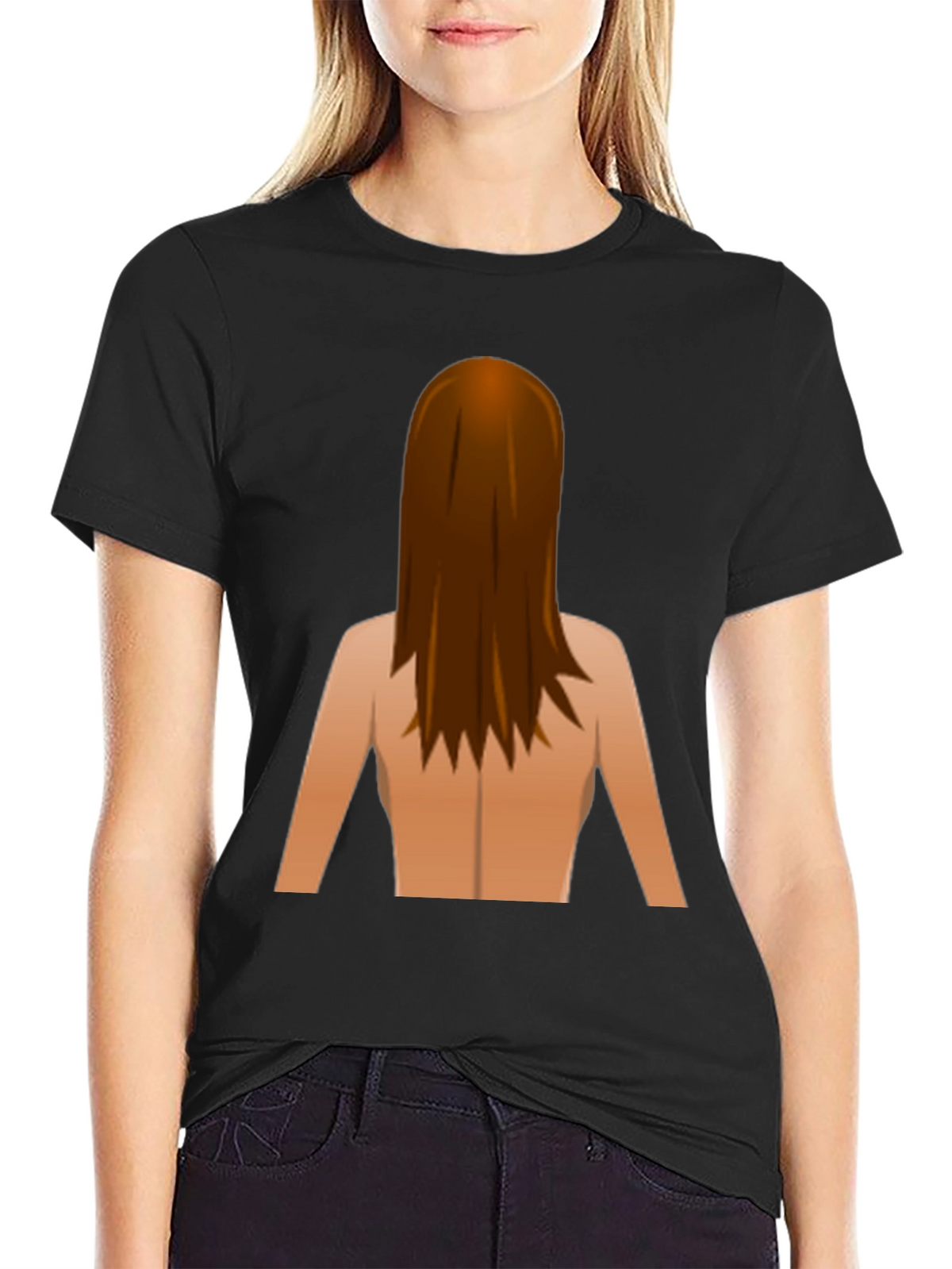 Funny Backless Woman Emoji Graphic Tee