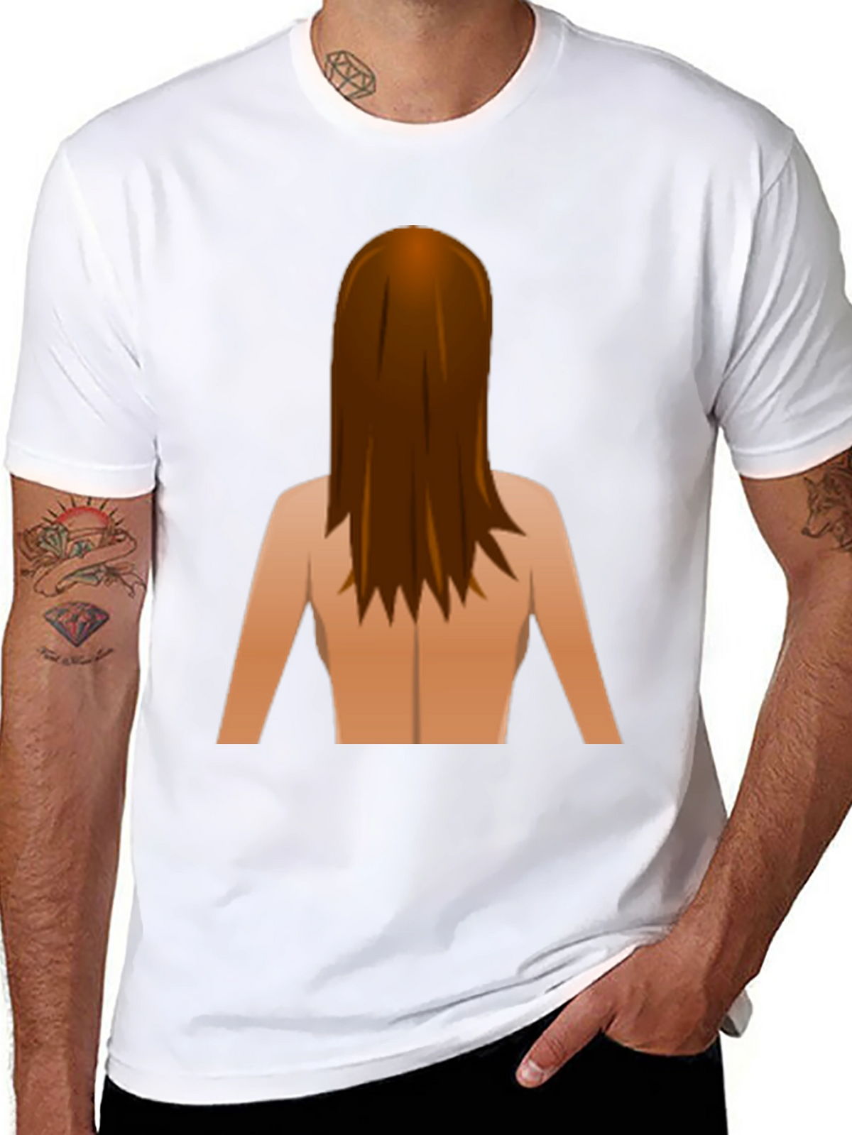 Funny Backless Woman Emoji Graphic Tee
