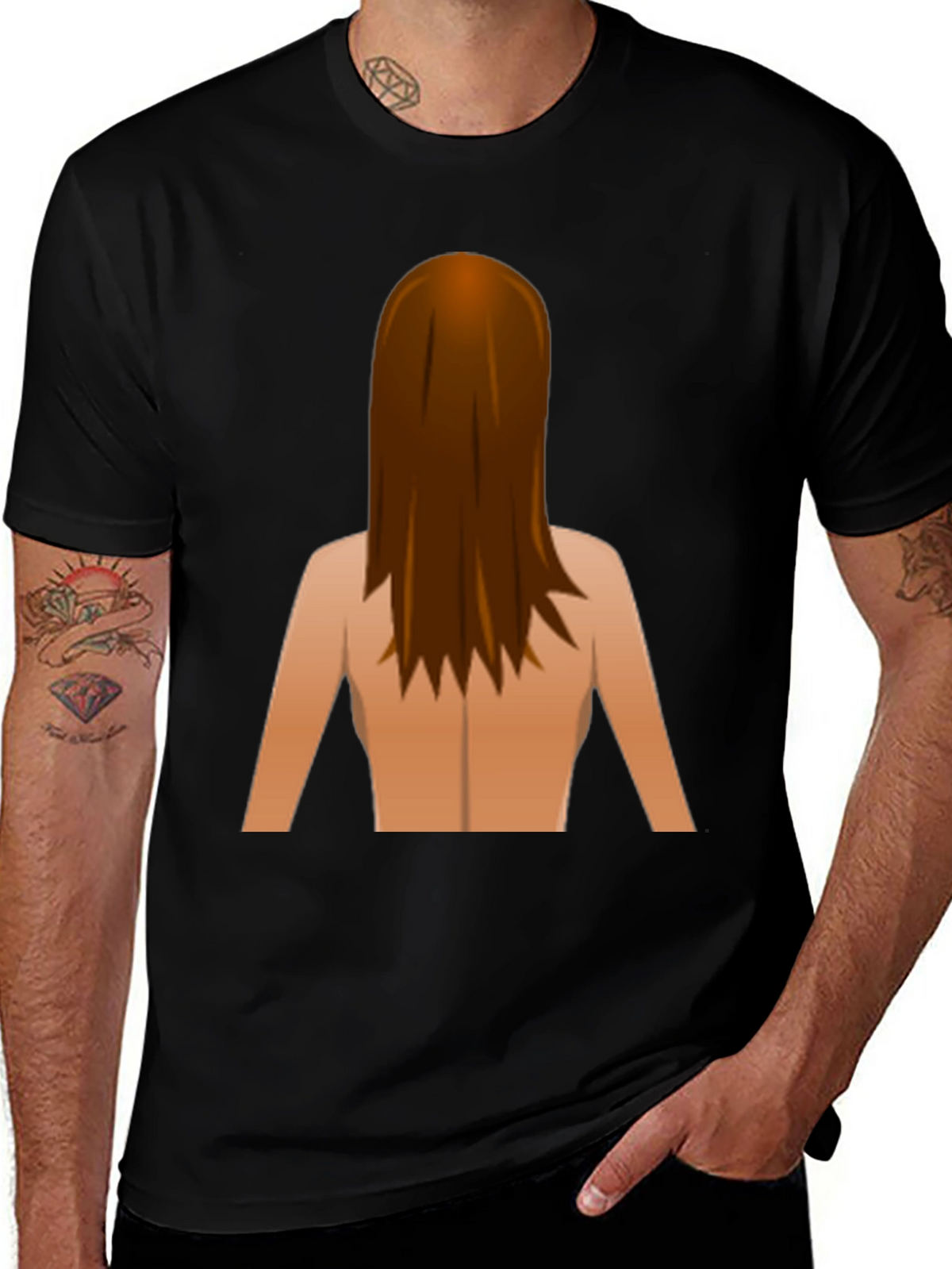 Funny Backless Woman Emoji Graphic Tee