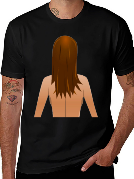 Funny Backless Woman Emoji Graphic Tee