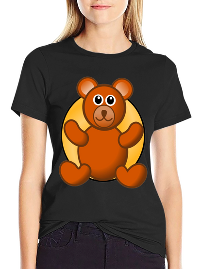 Cute Teddy Bear Graphic Black T-Shirt