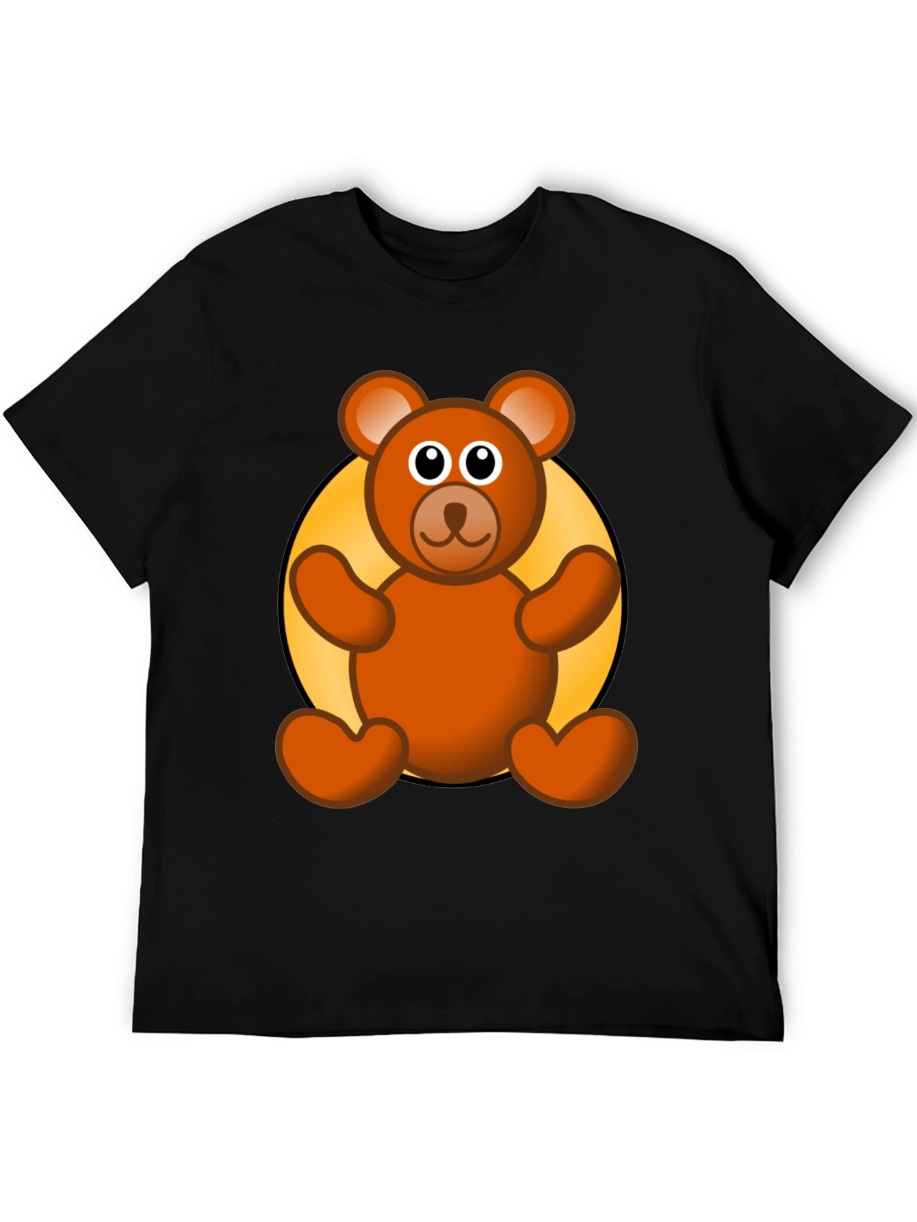 Cute Teddy Bear Graphic Black T-Shirt