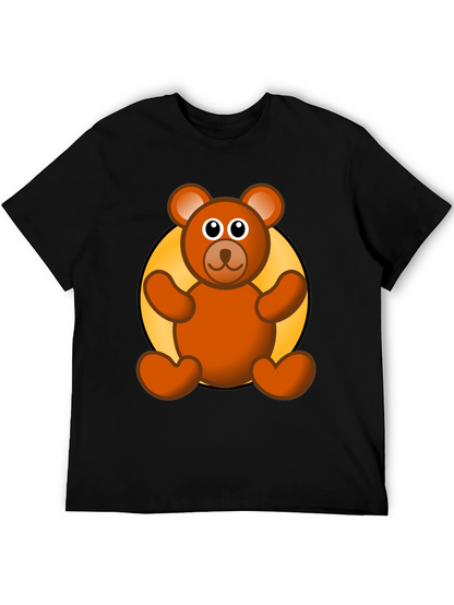 Cute Teddy Bear Graphic Black T-Shirt