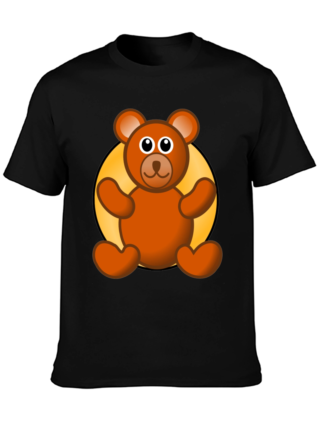 Cute Teddy Bear Graphic Black T-Shirt
