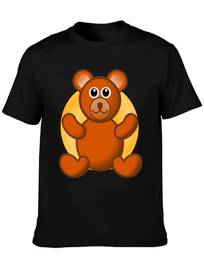 Cute Teddy Bear Graphic Black T-Shirt