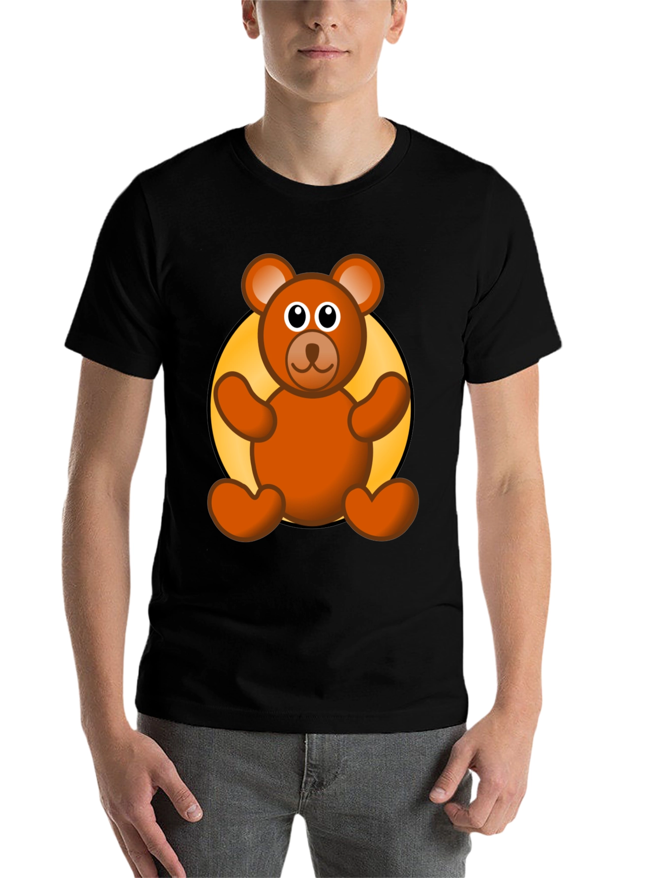 Cute Teddy Bear Graphic Black T-Shirt