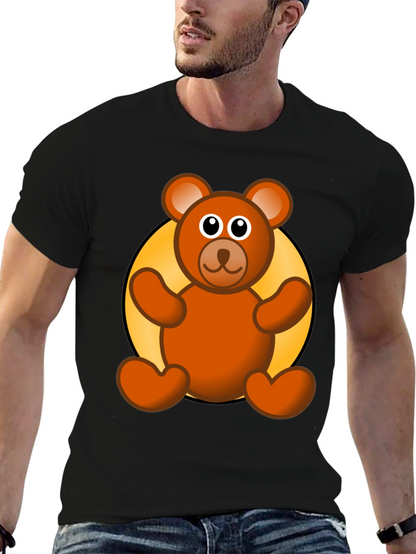 Cute Teddy Bear Graphic Black T-Shirt
