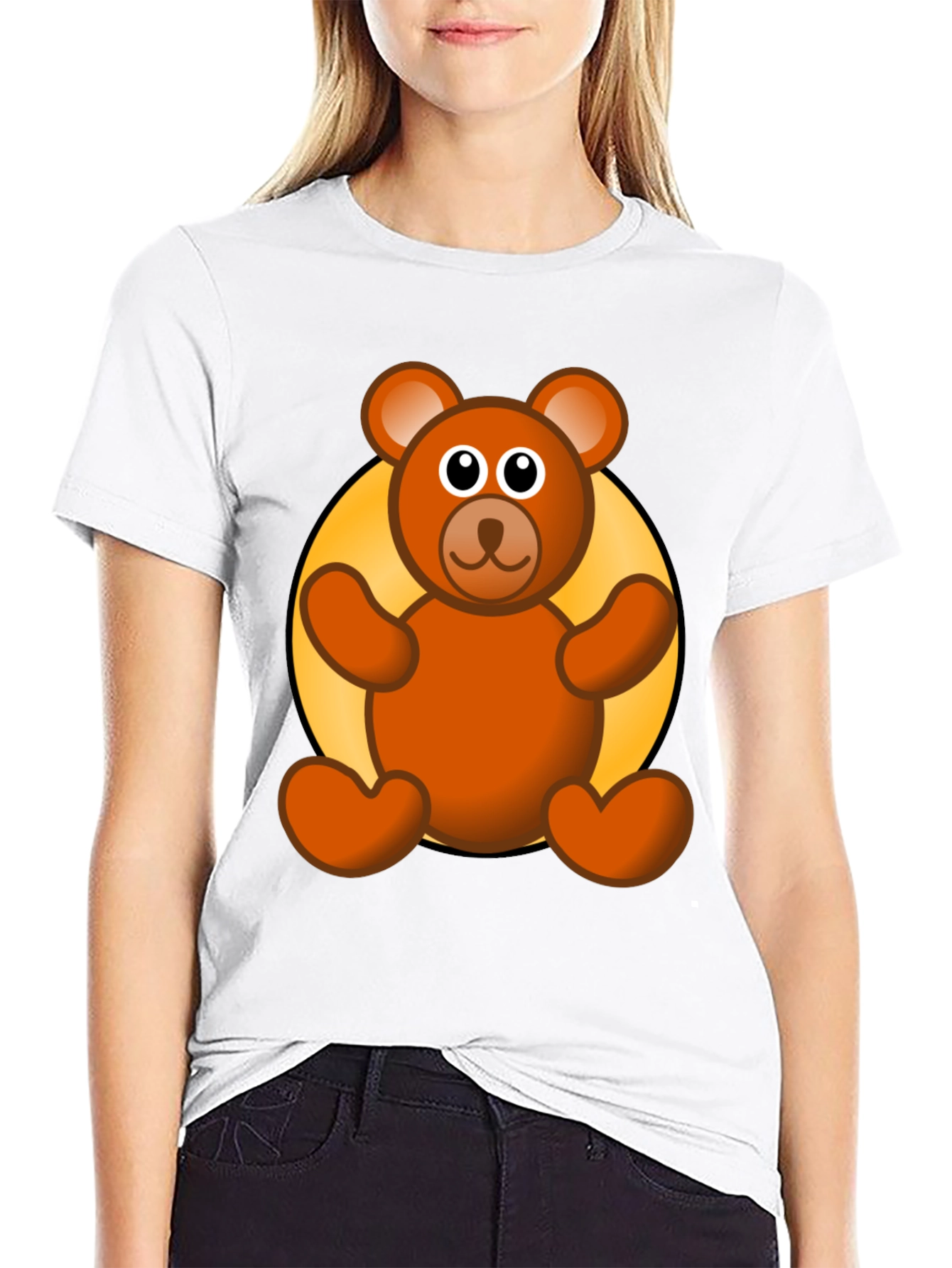 Cute Teddy Bear Graphic Black T-Shirt