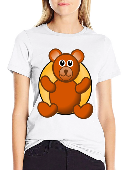 Cute Teddy Bear Graphic Black T-Shirt