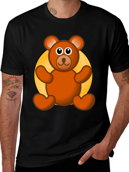 Cute Teddy Bear Graphic Black T-Shirt