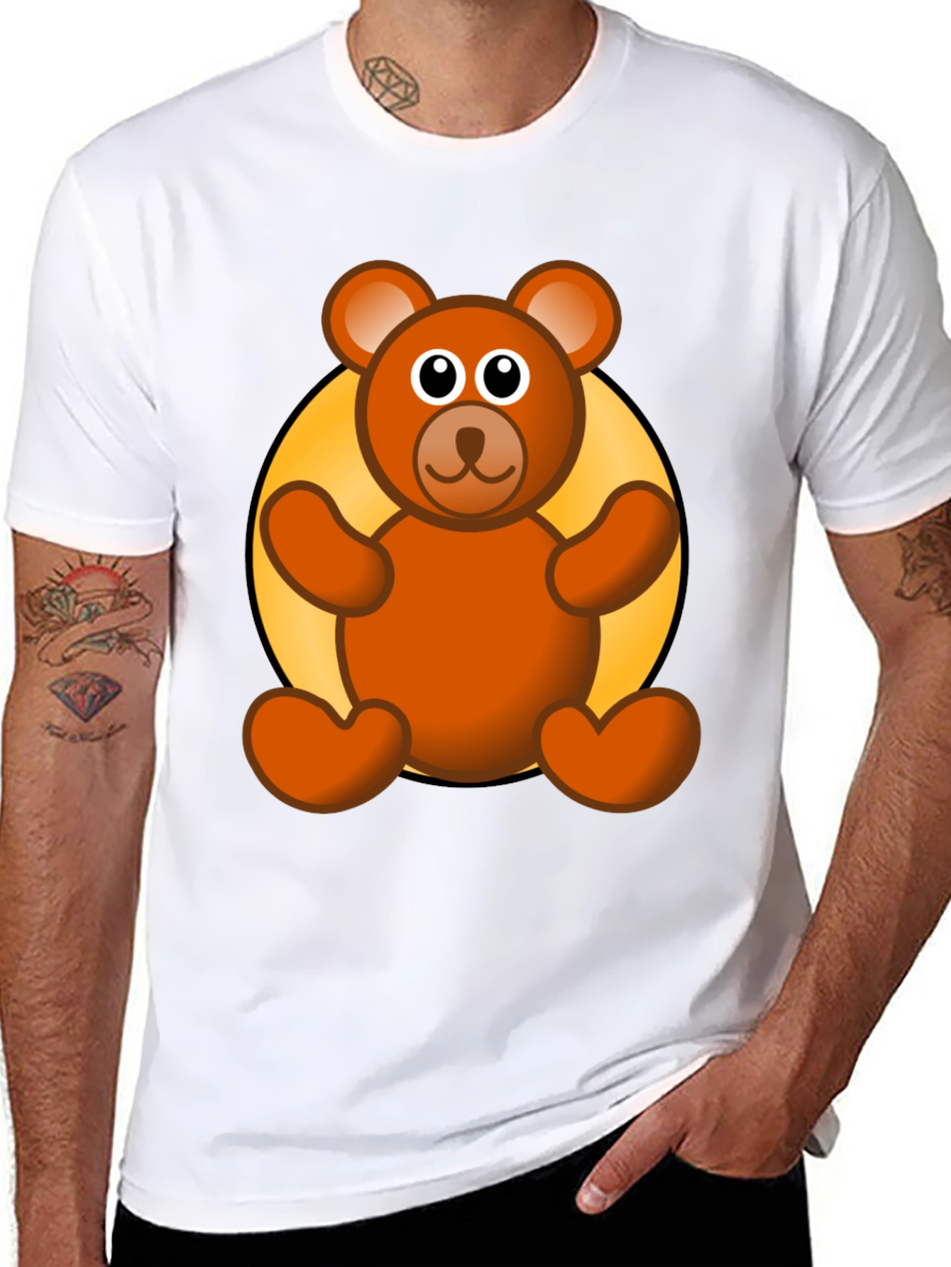 Cute Teddy Bear Graphic Black T-Shirt