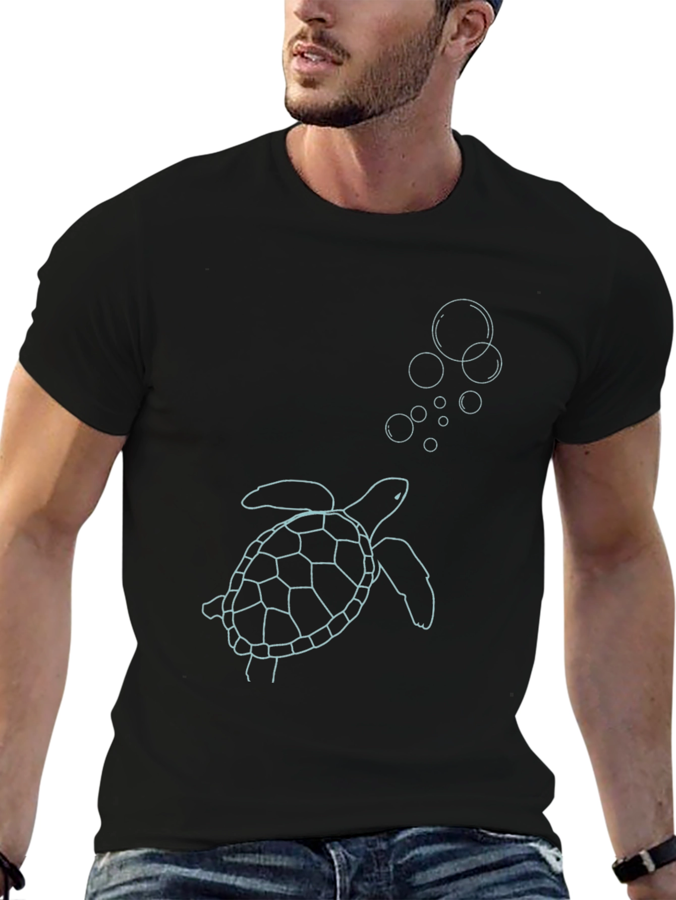 Sea Turtle Graphic Tee - Black Casual Style