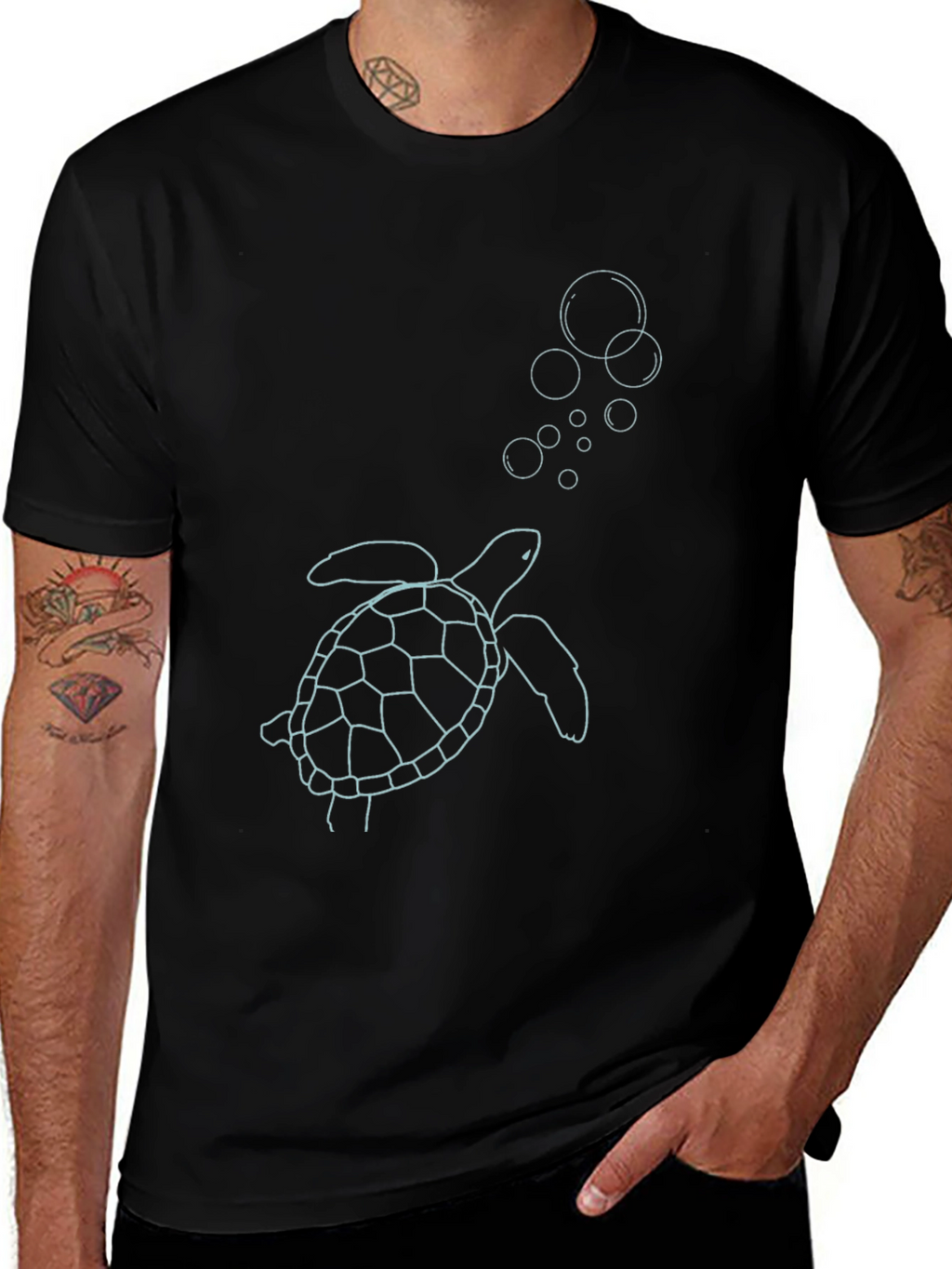 Sea Turtle Graphic Tee - Black Casual Style