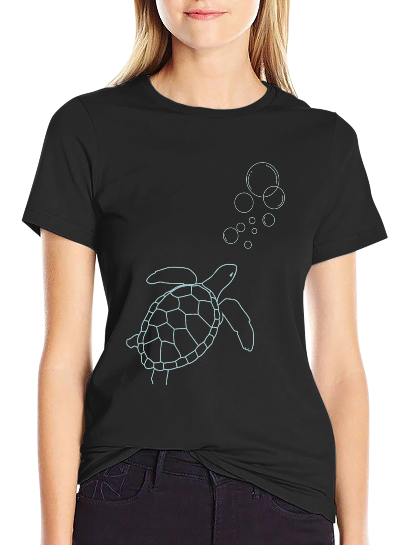 Sea Turtle Graphic Tee - Black Casual Style
