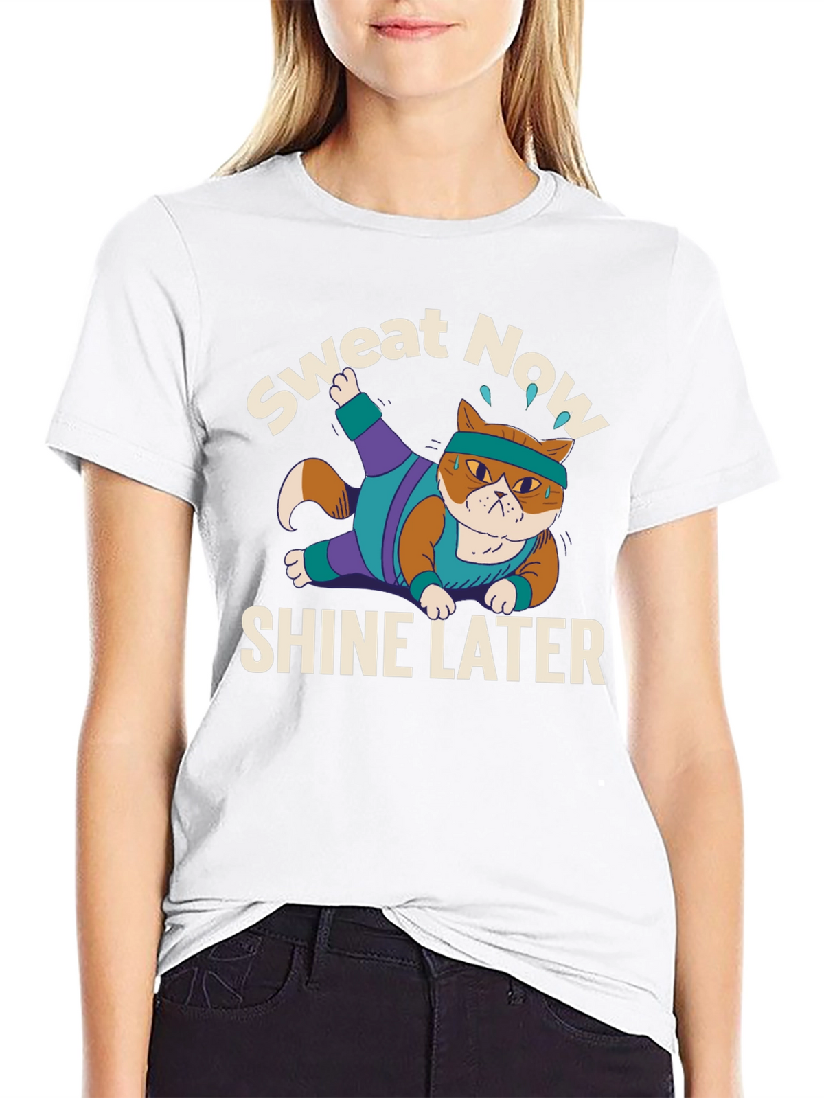 Sweat Now Shine Later Cat Gym T-Shirt