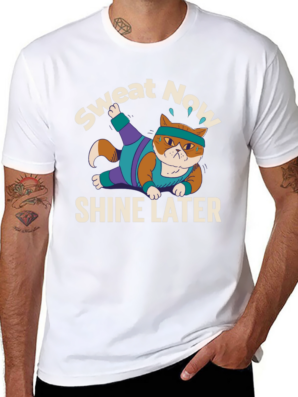 Sweat Now Shine Later Cat Gym T-Shirt