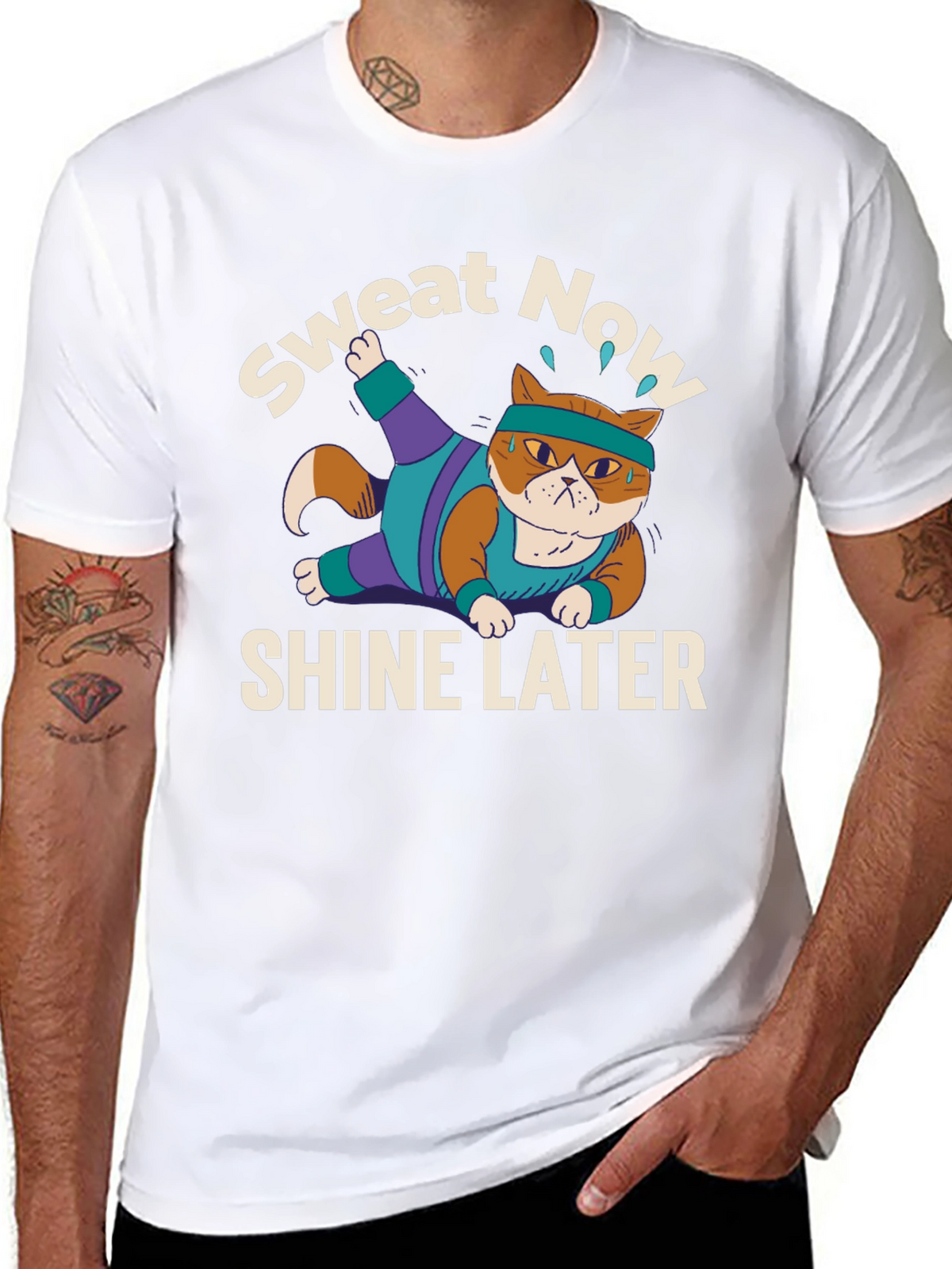 Sweat Now Shine Later Cat Gym T-Shirt