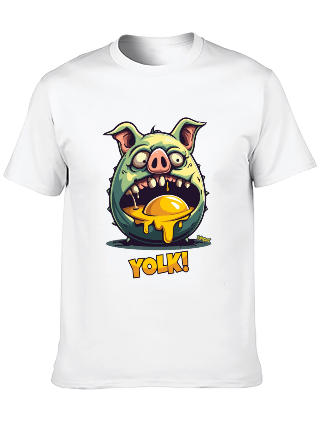 YOLK! Funny Pig-Egg Graphic Black T-Shirt