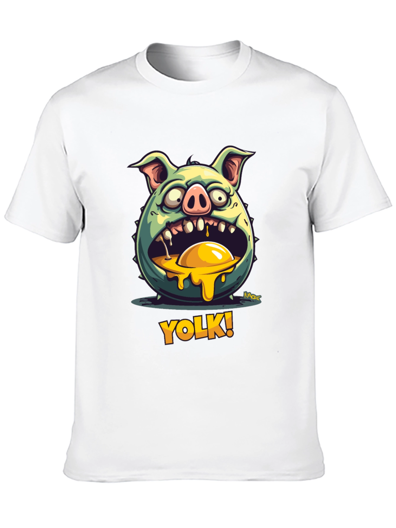YOLK! Funny Pig-Egg Graphic Black T-Shirt