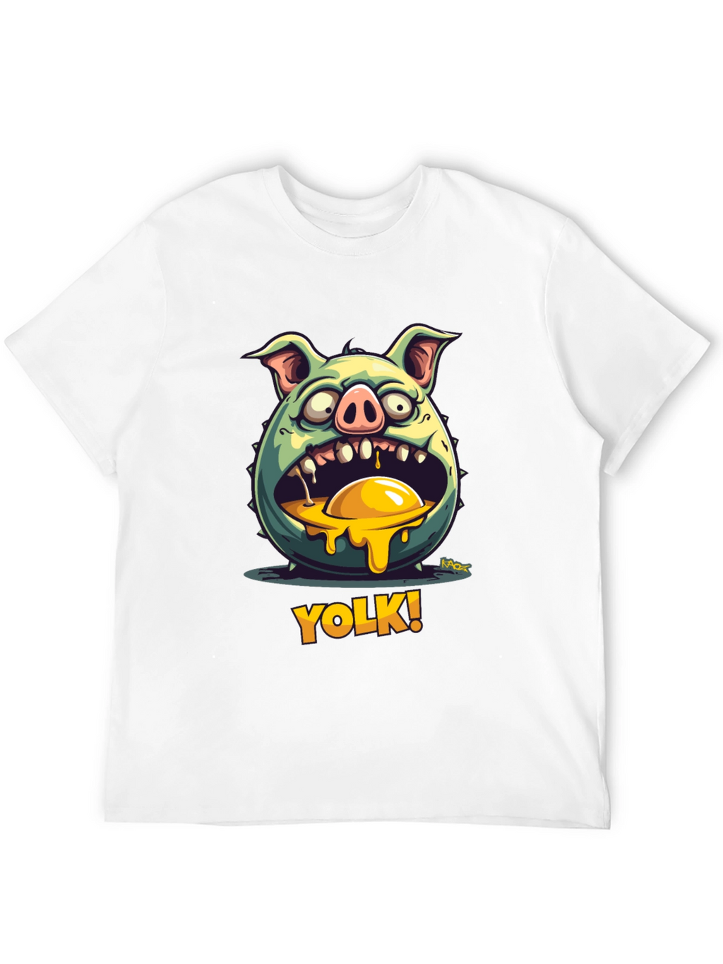 YOLK! Funny Pig-Egg Graphic Black T-Shirt