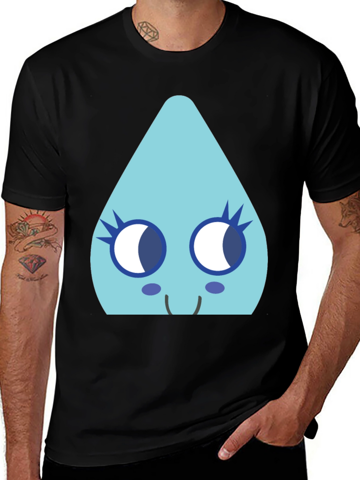 Cute Teardrop Character Black T-Shirt
