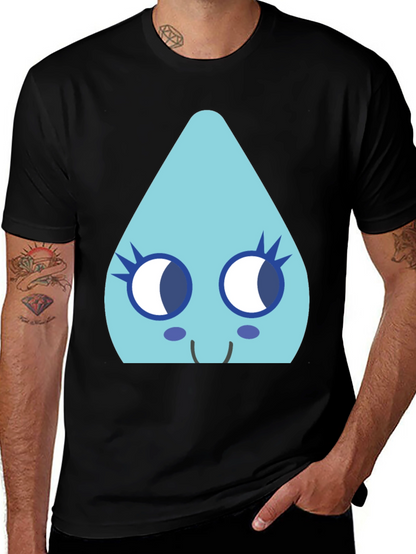 Cute Teardrop Character Black T-Shirt