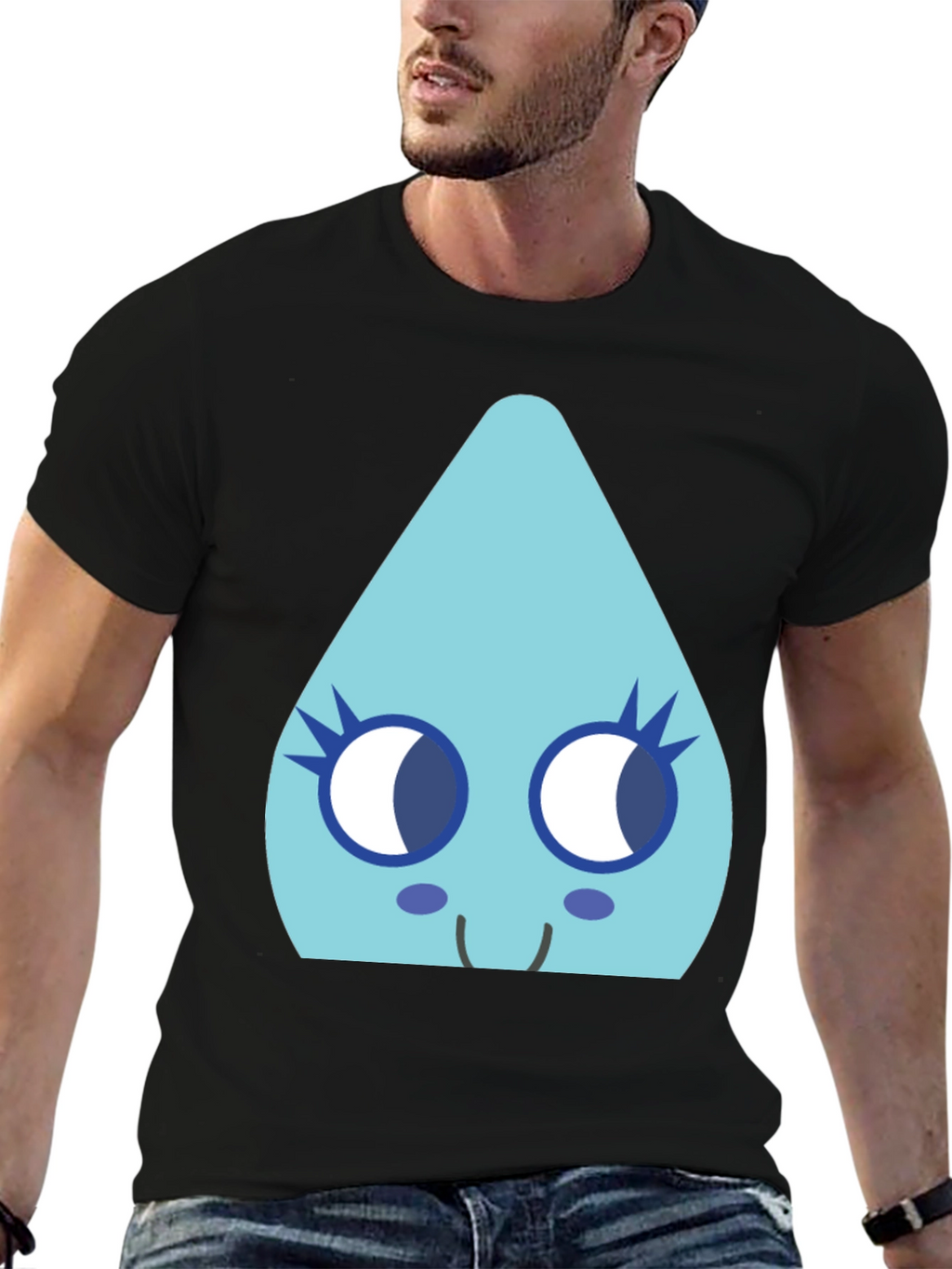 Cute Teardrop Character Black T-Shirt