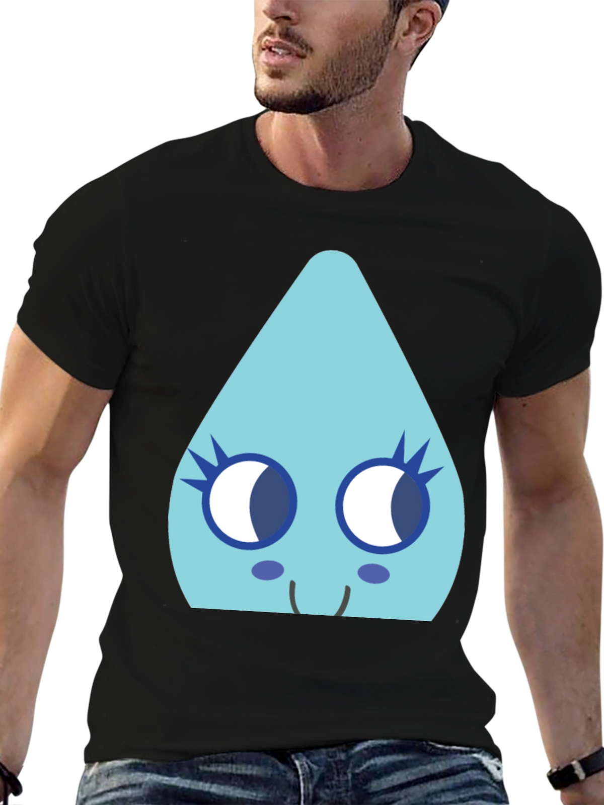 Cute Teardrop Character Black T-Shirt