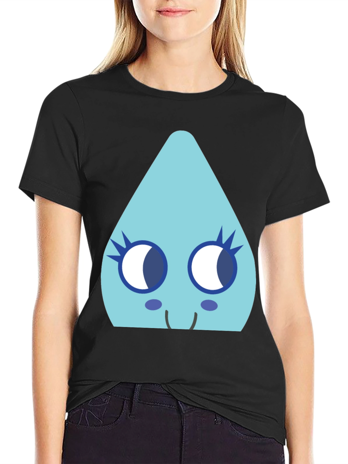 Cute Teardrop Character Black T-Shirt