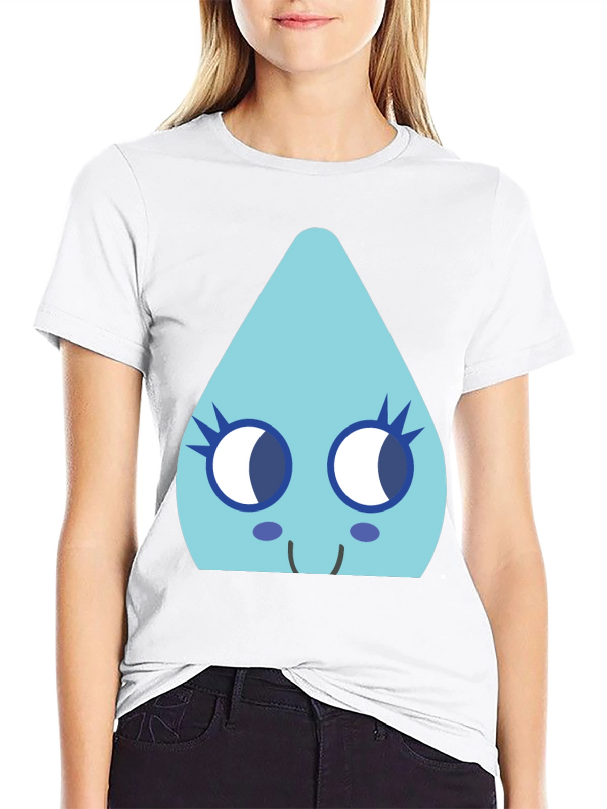 Cute Teardrop Character Black T-Shirt