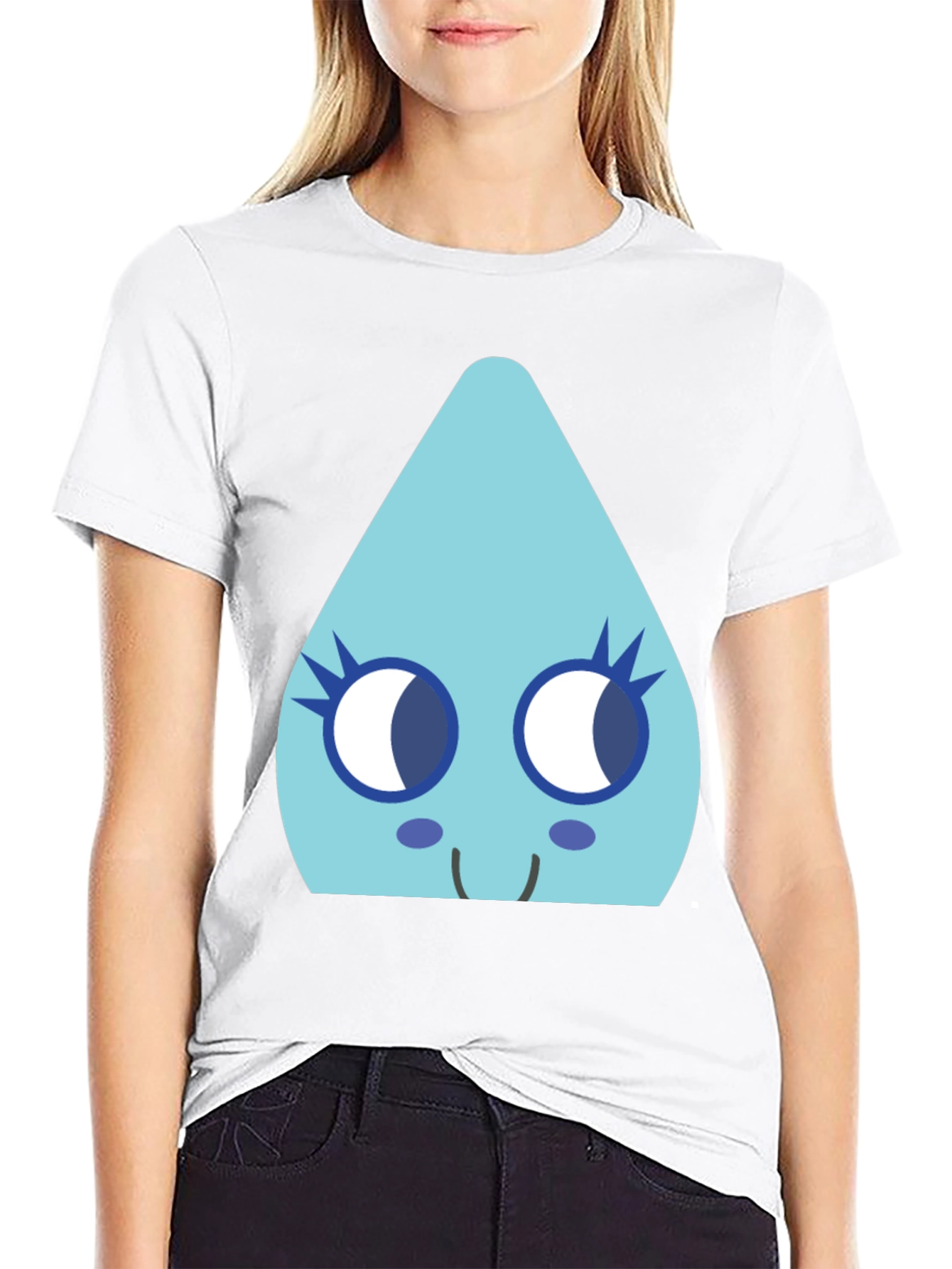 Cute Teardrop Character Black T-Shirt
