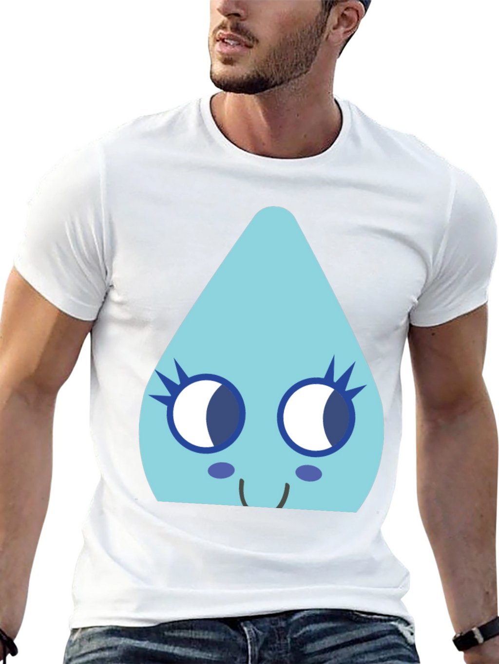 Cute Teardrop Character Black T-Shirt