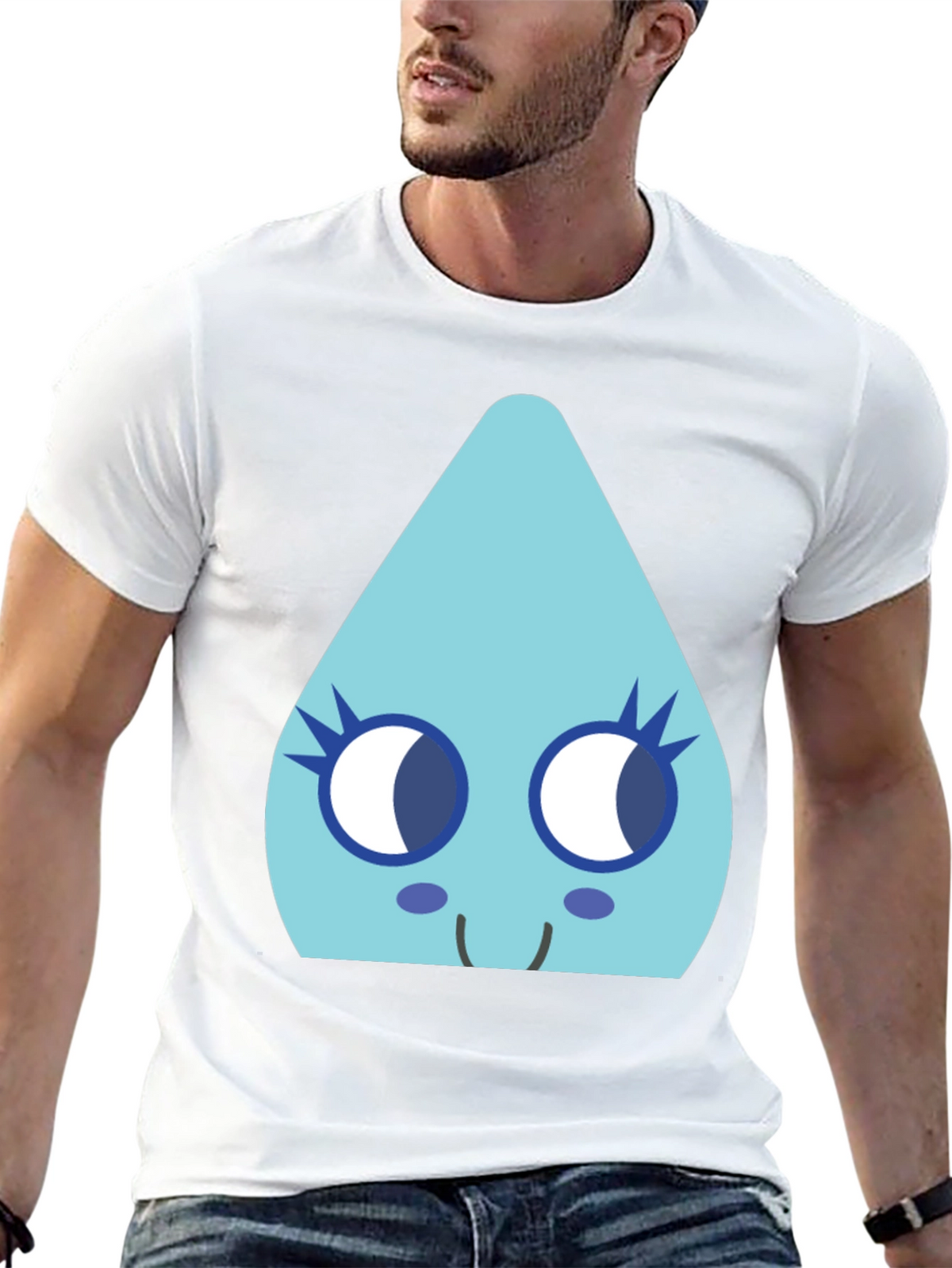 Cute Teardrop Character Black T-Shirt