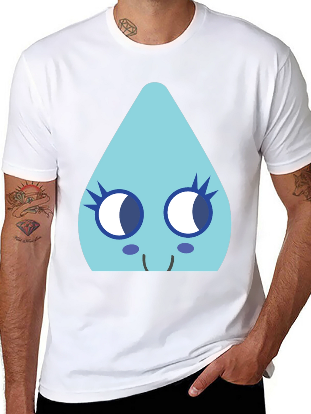 Cute Teardrop Character Black T-Shirt