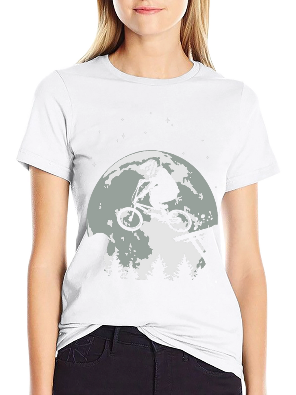 BMX Rider Moon T-Shirt - Black Graphic Tee