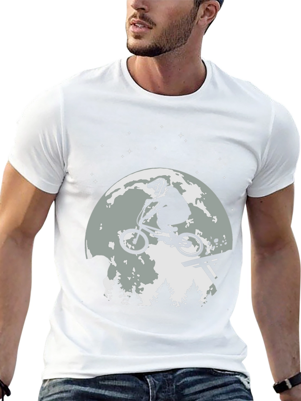 BMX Rider Moon T-Shirt - Black Graphic Tee