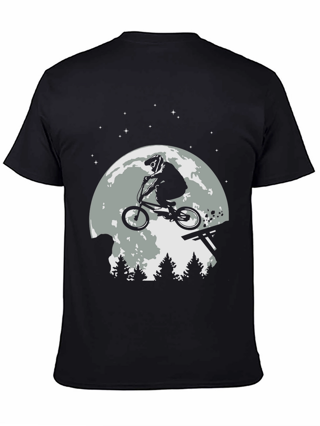 BMX Rider Moon T-Shirt - Black Graphic Tee